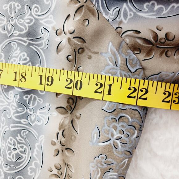 Blouse Sz 14 Floral Gold Gray Business Casual Officewear Secretary Professional - Picture 12 of 16